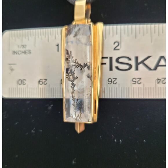 Dendritic Crystal Pendant in 14k Gold Mounting Deco Inspired - Picture 4 of 6